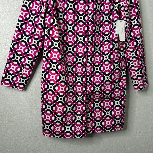 Laundry by Shelli Segal Geometric Longline Jacket Women’s 10 Fuchsia NWT - Picture 3 of 8